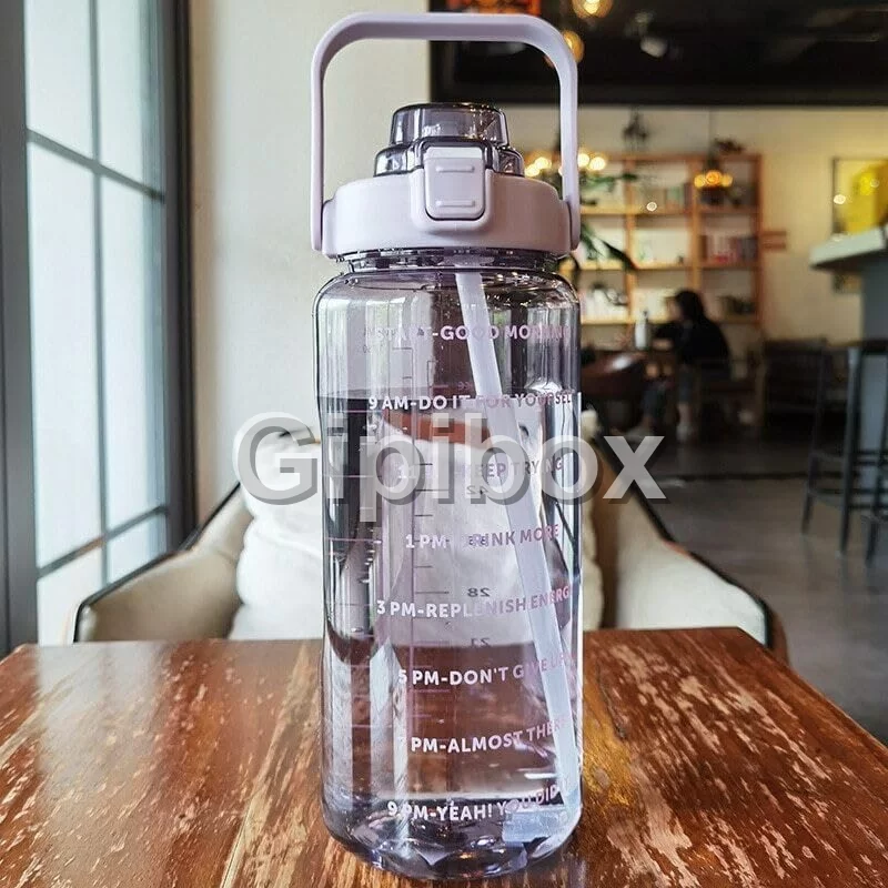 Motivational Water Bottle 1 Litre with Time Marker & Transparent Design – Leakproof, BPA Free
